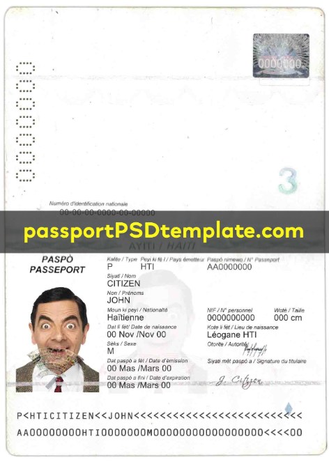 Haiti Passport Template PSD Photoshop Editable Drivers License Fake ID Card Maker PayPal Bitcoin