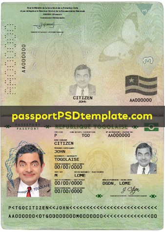 Republique Togolaise Passport Template PSD Photoshop Editable Drivers License Fake ID Card Maker PayPal Bitcoin
