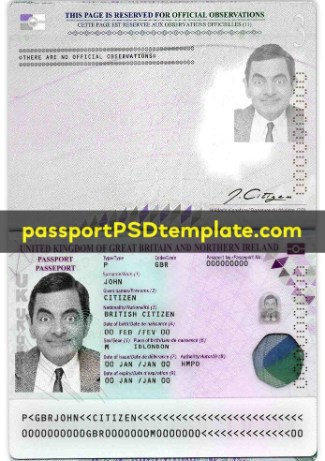 United Kingdom Passport Template PSD Photoshop Editable Drivers License Fake ID Card Maker PayPal Bitcoin