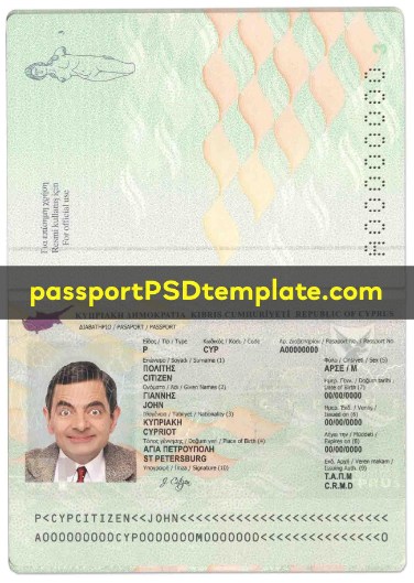 Cyprus Passport Template PSD Photoshop Editable Drivers License Fake ID Card Maker PayPal Bitcoin