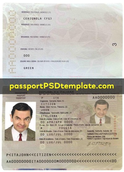 italy Passport Template PSD Photoshop Editable Drivers License Fake ID Card Maker PayPal Bitcoin