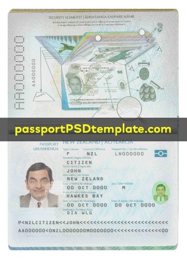 new zealand Passport Template PSD Photoshop Editable Drivers License Fake ID Card Maker PayPal Bitcoin