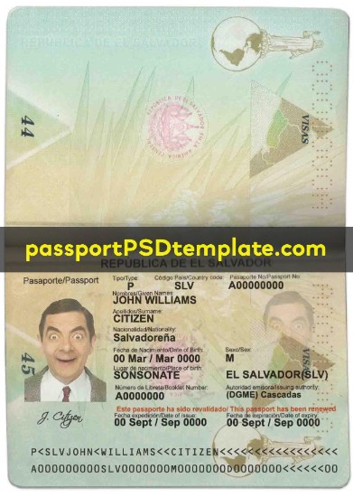 salvador Passport Template PSD Photoshop Editable Drivers License Fake ID Card Maker PayPal Bitcoin