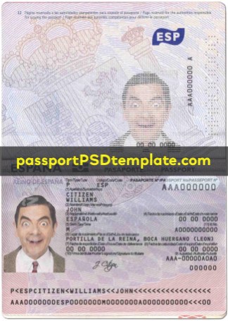 spain Passport Template PSD Photoshop Editable Drivers License Fake ID Card Maker PayPal Bitcoin
