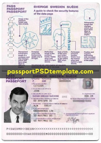 sweden Passport Template PSD Photoshop Editable Drivers License Fake ID Card Maker PayPal Bitcoin